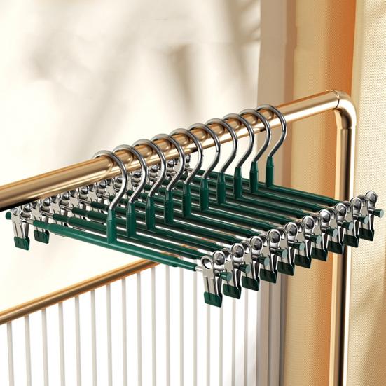 8Pcs Trouser Hangers Adjustable Non-Slip Space Saving with Rubber Coating Strong Chrome Clothes Hangers