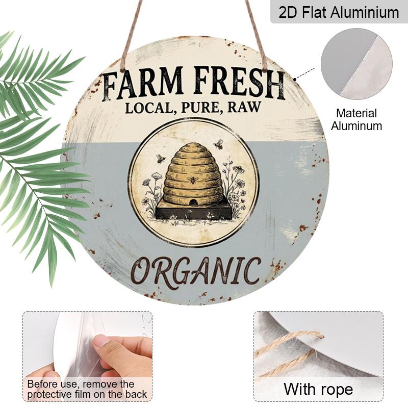 2D Flat 1pc, 8x8 in, Fresh Local Farm Products Aluminum Metal Decorative Signs & Plaques, Durable Tin for Indoor/Outdoor Decoration, Suitable for