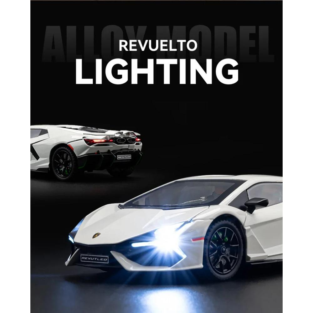 Масштаб 1/24 Lamborghini Revuelto Сплавная Миниатюрная Машина Литой Металлический Масштаб Модель Машины Звук и Свет Коллекция Детская Игрушка Транспортное Средство Подарок