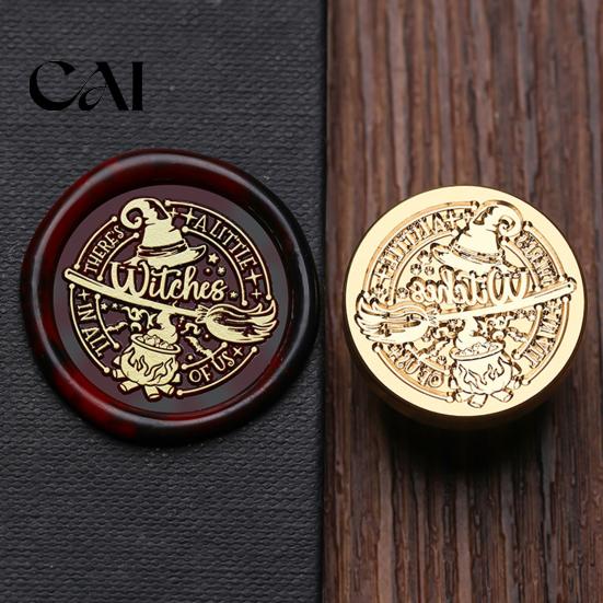 Wax Sealing Accessories Halloween Themed Brass Seal Stamp Head, Pumpkin Ghost Witch Bat Engraved Head Replacement for Envelope Journal Gift Wrap Party