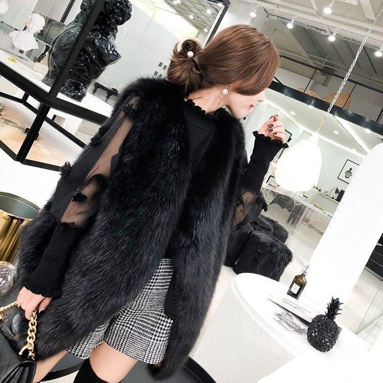 Imitation fur vest medium and long new autumn and winter Korean version vest for women to wear fluffy vest vest imitation fox hair