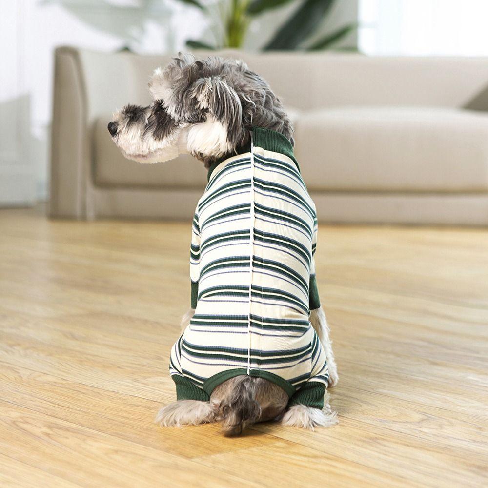 Fashionable Pet Dog Clothes Polyester Dog Pajamas Durable Puppy Stripes Jumpsuits Home