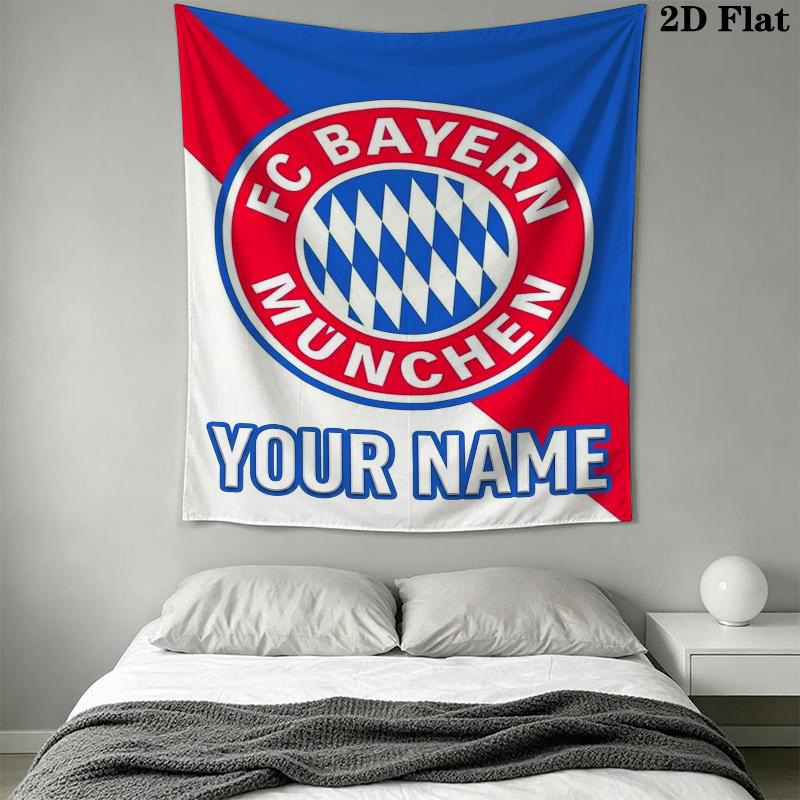 Custom Name Bayern Munich Wall Tapestry Aesthetic Wall Hanging Printed Fabric Blanket Decorative Tapestries for Bedroom Living Room Home Decor