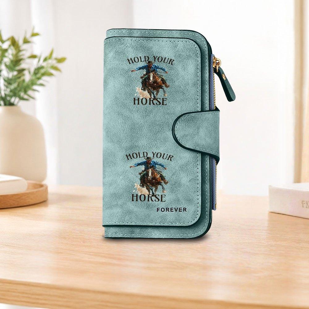 HOLD YOUR HORSE Long Zipper Wallet, Large Capacity Card Holder, Unisex Clutch Bag, Fashionable Zipper Coin Purse, Suitable for Daily Use, A Great