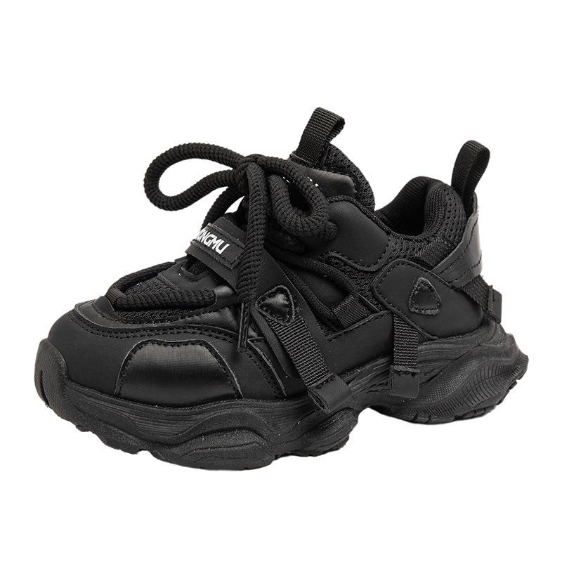 Детские черные кроссовки для мальчиков, новая весенне-осенняя обувь для пап с мягкой подошвой, дышащие и легкие, для детей старшего возраста