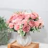 Розовый шелк искусственные пионы цветы шар хризантема высокое качество букет для дома свадьба открытый сад аранжировка искусственный цветочный декор