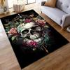 Floral Skull Print Carpet with Roses and Vintage Artistic Style Design Suitable for use as an anti-slip for living room bedroom sofas