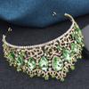 Baroque 9 Colors Green AB Crystal Big Tiaras for Women Girls Party Wedding Crown Bridal Elegant Hair Jewelry Pageant