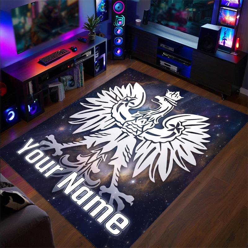 Crystal Velvet Rug Poland Football Print Custom Name Text Floor Mat Home Decor