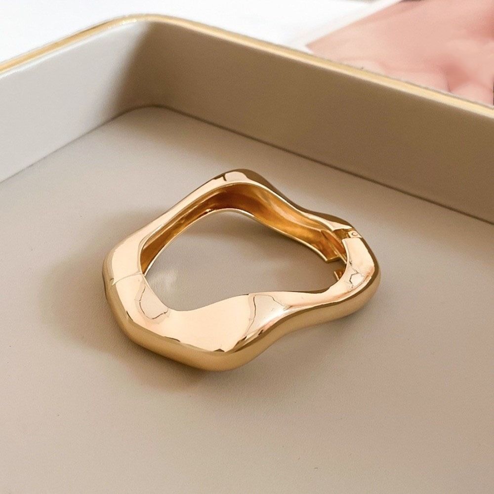 Zinc Zinc Zinc Alloy Metal Bracelet Geometry Wide Side Bangle Retro Open Bangle  Gift
