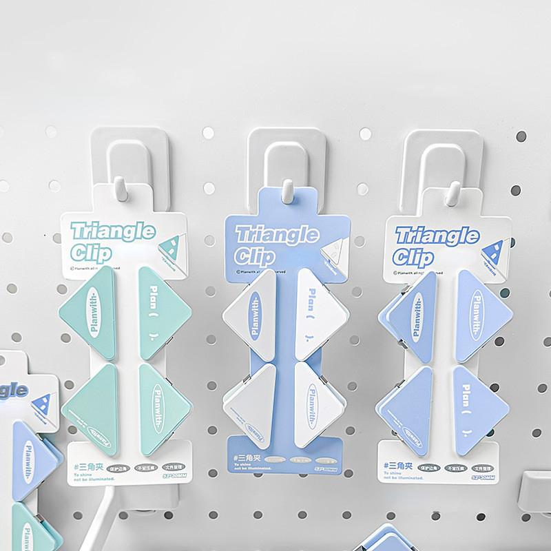 4 шт./компл. треугольные зажимы, простые корейские скрепки для бумаг, сплошной цвет, папка для переплета книг, милые канцелярские принадлежности, студенческие принадлежности