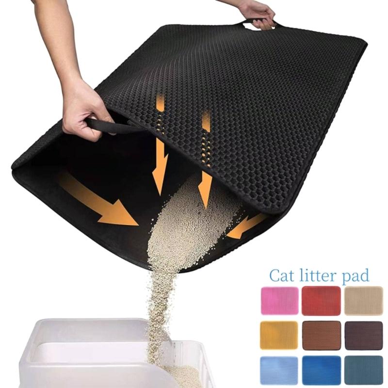 Cats Litter Mat Double Layer Washable Trapping Mat Scatter Control Easy to Clean Fits Under Litter Box, Litter Free F