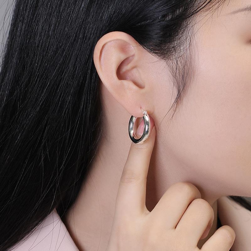 Classic Stainless Steel Circle Earrings for Women Fashion Gold Silver Color Chunky Hoop Earrings Female Jewelry