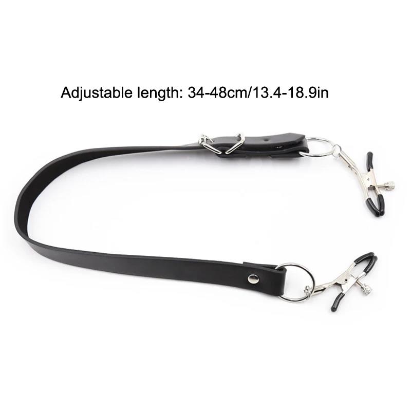 Kinky Black Leather Harness Set – Nipple Clamps Labia Clips BDSM Bondage Accessories Sex Toys