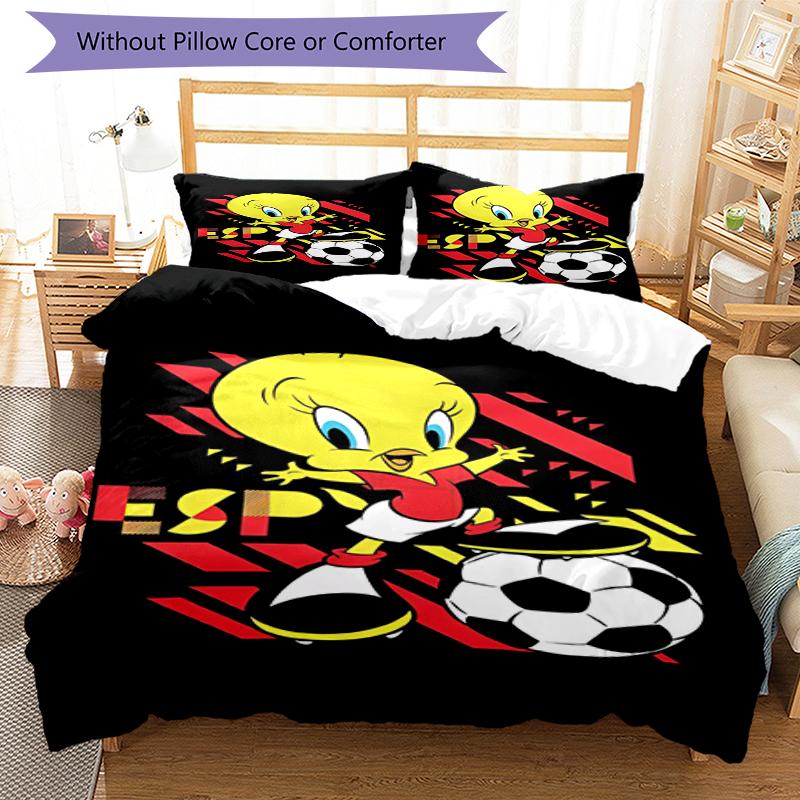 3pcs Tweety Bedding Set Duvet Cover Closure Includes 1 Duvet Cover & 2 Pillowcases, Soft and Comfortable for All Seasons.