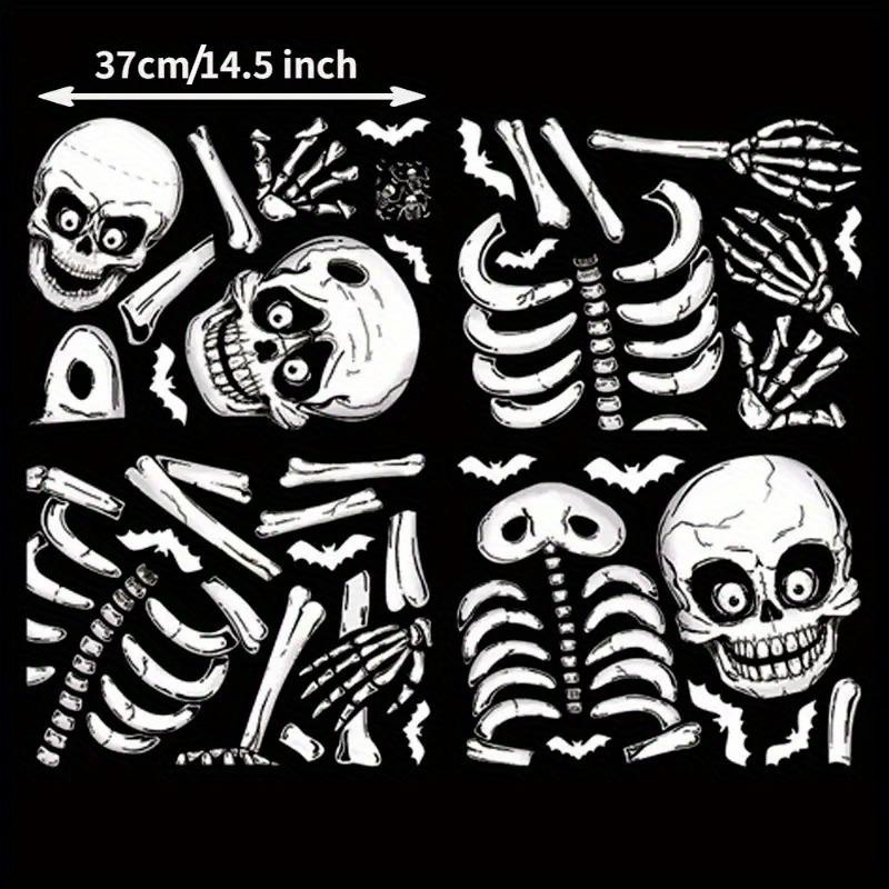 Набор из 4 наклеек на окна 'Скелеты на Хэллоуин', статичные ПВХ наклейки-декали для украшения Хэллоуинской вечеринки, многоразовое украшение для окон и стен