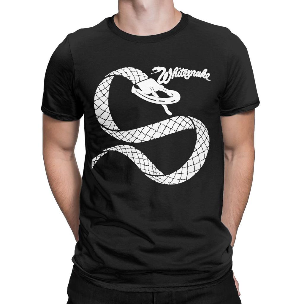 Men T-Shirts Whitesnake Band Logo Funny Cotton Tees Short Sleeve T Shirts O Neck Clothes Party