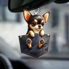 Dog Car Charms Adorable Acrylic Ornament Rearview Mirror Hanging Decor for Car Christmas Trees Decoration