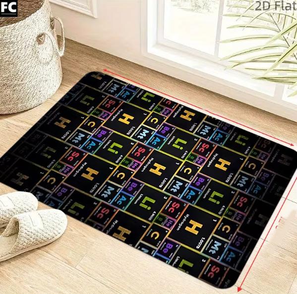 1 Piece of Fun and Scientific Floor Mat with "SCIENCE" Text Elements Periodic Table Anti Slip and Door Mat Area Home Decoration