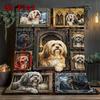Canine Legacy Portraits 2D Flat Pattern Flannel Blanket, High quality All Seasons, Home Decor, Warmth and Comfort, Perfect for Christmas Gifts.