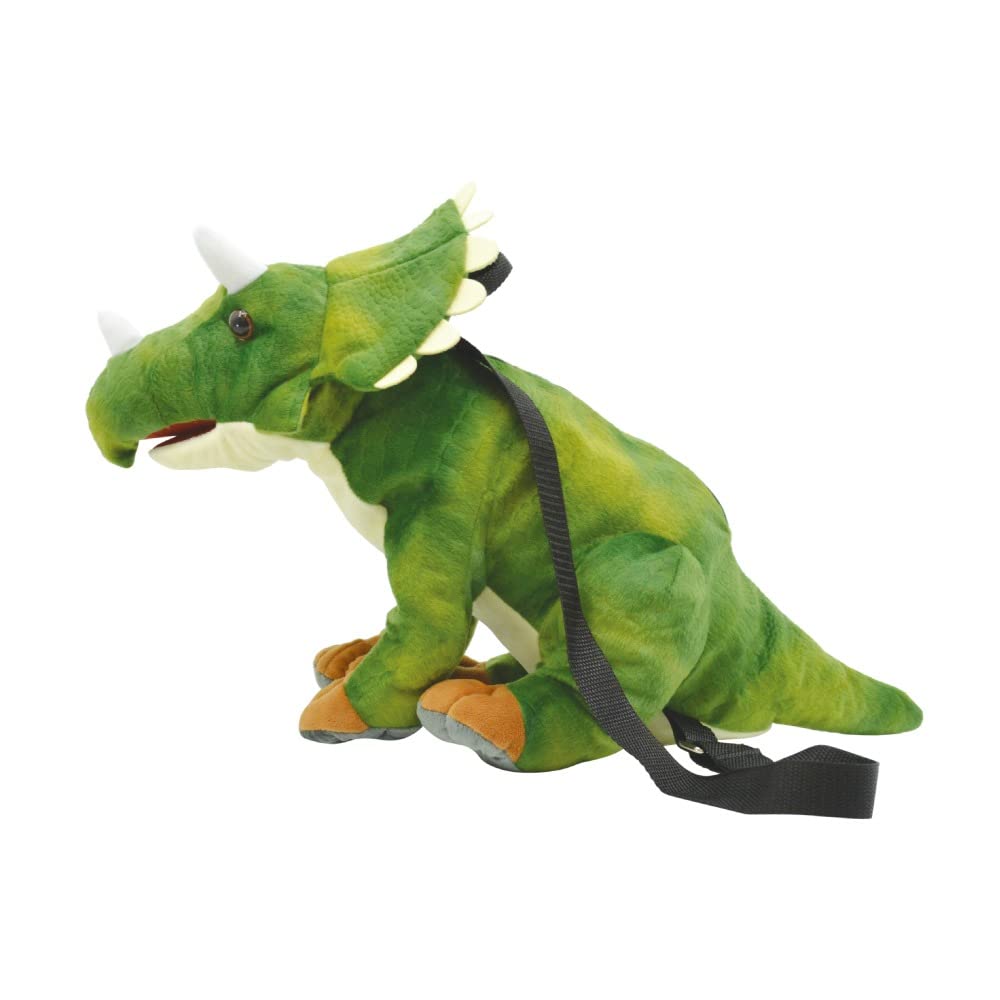 Yamani Dynamic Earth Triceratops Plush Backpack, Approximately 34cm H x 20.5cm W x 53cm D, Product Number 11155, Green