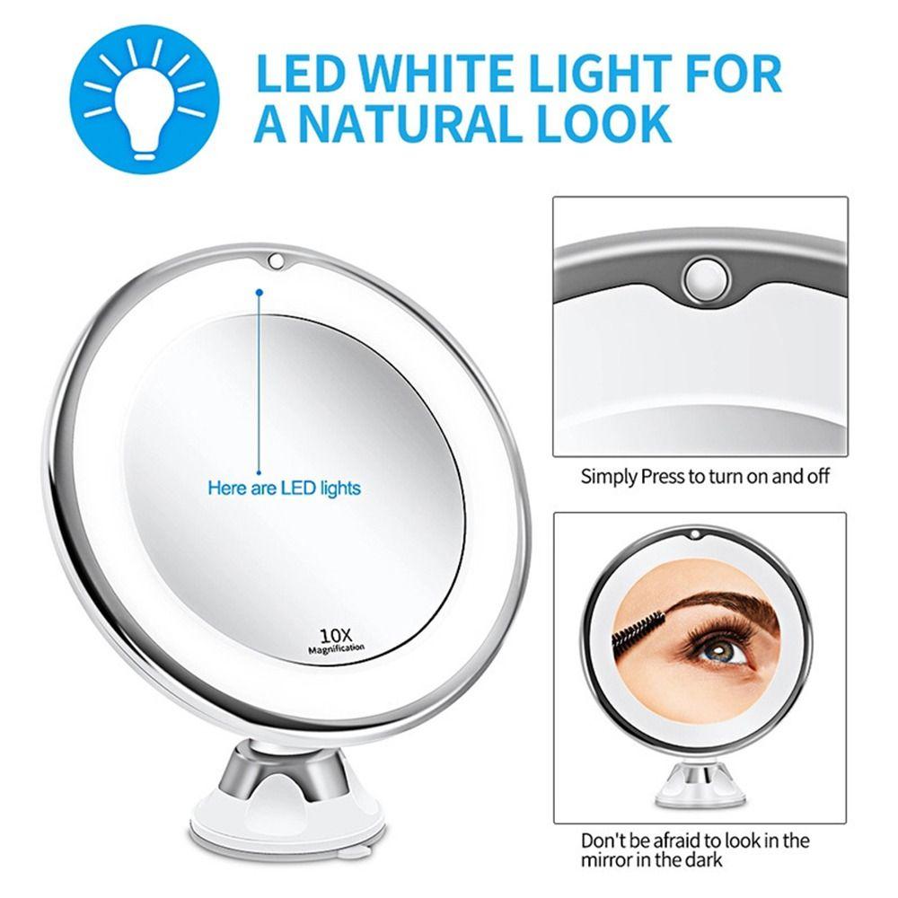 Suction Cup Magnifying Cosmetic Mirror 10X Makeup Mirror Bathroom Mirror LED Vanity Mirror