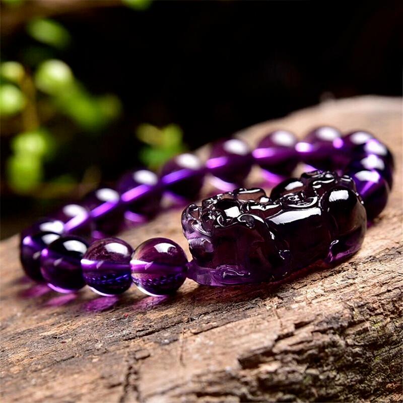 Feng Shui Wealth Bracelet Amethyst PIXIU Bracelet Men's and Women's Crystal Beads Bracelet Attract Lucky Gift Couple Friend