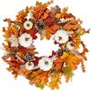 Autumn Door Wreath Christmas Halloween Decoration Pumpkin Berry Pine Cone Maple Artificial Cloth Rattan Material Home decoration