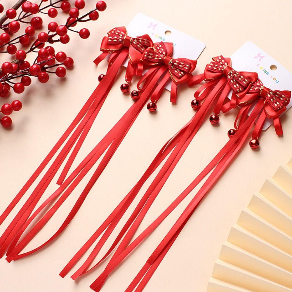 Tassel Hanfu Red Hairpin Bow New Year Headwear Hair Accessories Children Braided Ponytail