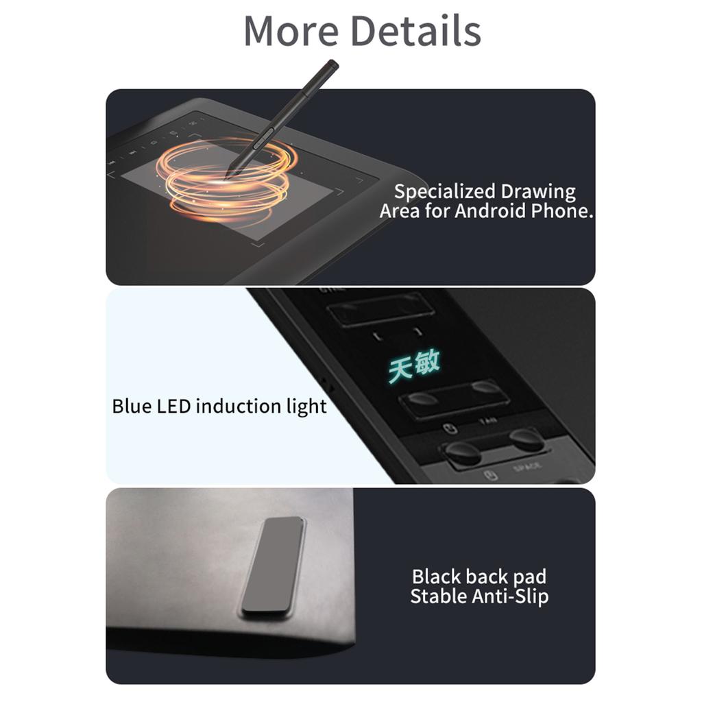 10moons G10 Цифровой графический планшет для рисования 10 x 6 дюймов Сверхлегкий художественный эскиз с