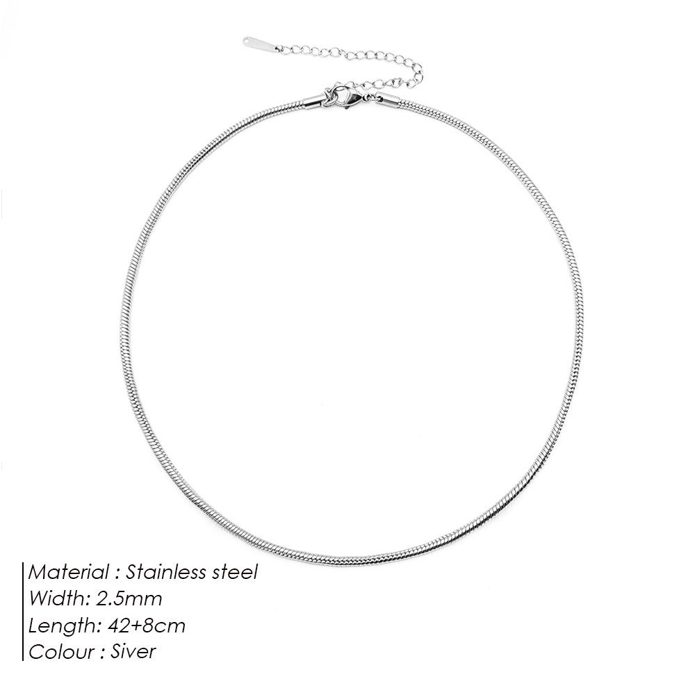 Ожерелье из круглой цепочки из титановой стали eManco — простой европейский/американский стиль для женщин и пар, длинная цепочка в виде змеиной кости, дизайн в виде ключицы.