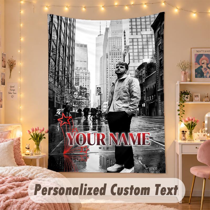 Custom Personalized Tapestry,Alex Warren Print Custom Name Text Wall Art Hanging for Bedroom
