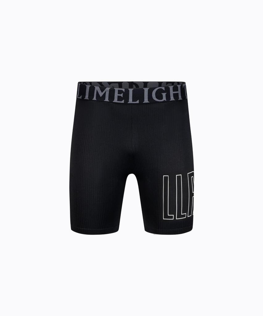 LIMELIGHT APPAREL Llr Беговые Компрессионные Шорты Мужские с Большим Логотипом и Полосами (Черно-белый)