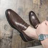 Fashion Men Thick Soled Loafers Shoes Leather Dress Shoes Men Outdoor Walking Shoes Comfortable Men Party Wedding Office Large Size Shoe