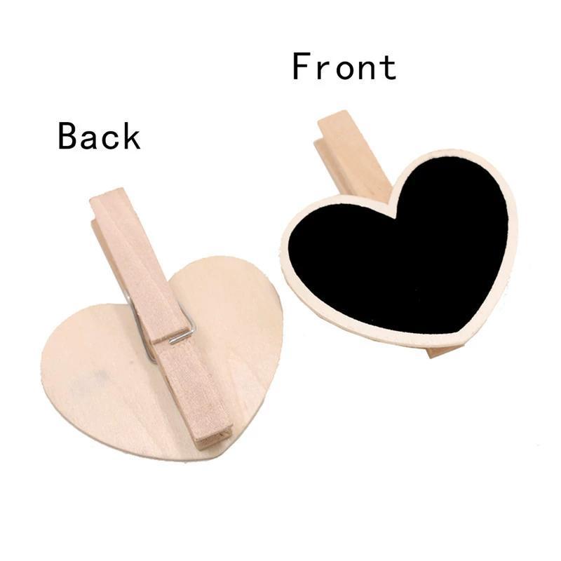 50PCS Creative Wooden Clip Valentine's Day Love Small Blackboard Mini Notes Sealing Crafts Decoration