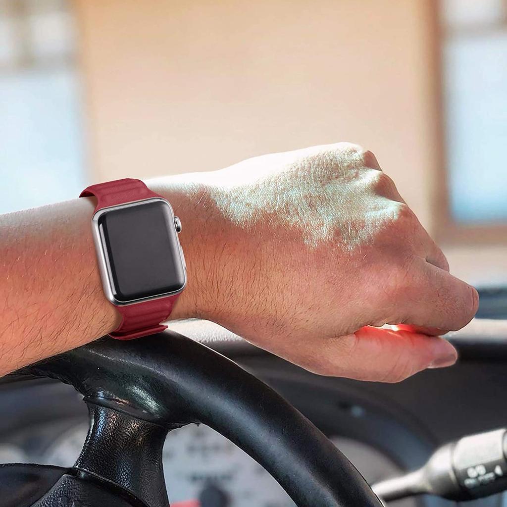 Кожаное звено для браслета iwatch 44 мм, 40 мм, 41 мм, 45 мм, 42 мм, 38 мм, браслет с магнитной петлей, ремешок iWatch series 3, 5, 4 SE, 6, 7