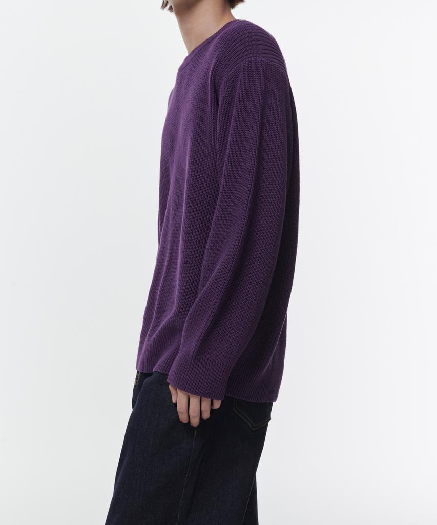 MUSINSA STANDARD Cotton Ribbed Crew Neck Knit [Purple]