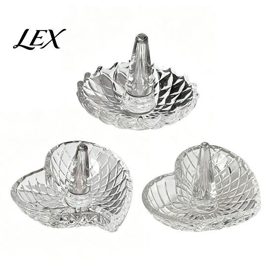 Modern Ring Storage for Vanity Glass Holder, Water Ripple Elegant Jewelry Dish, Clear Decorative Tray Trinket Bedside Table And Bathroom Countertop