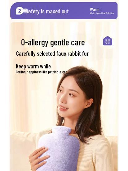 Plush Imitation Rabbit Fur Hot Water Bottle: Hand, Foot, and Bed Warmer