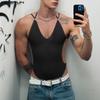 Men Strap Sleeveless Mesh Sheer Transparent Briefs Bodysuits Jumpsuits