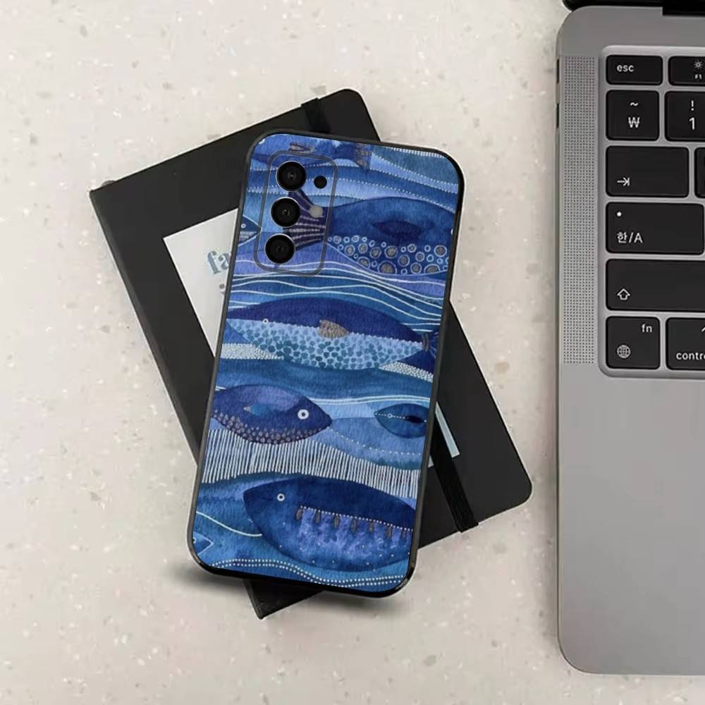 Sardines Ocean For Samsung Galaxy A53,31,52,72,41,Note,J7,8,9,5G,22,73,32,71, Soft Black Silicone Case