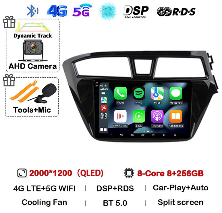 Android 14 Carplay Auto WIFI+4G Для Hyundai I20 RHD 2015 2016 2017 2018 Автомагнитола Мультимедийный плеер Стерео Головное устройство 2din Аудио