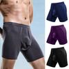 Men Boxers U Convex Breathable Solid Color Smooth Surface Lengthen Anti-septic Bulge Pouch