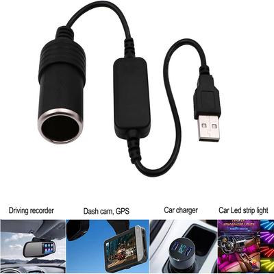 USB A Male to 12V 8W адаптер для прикуривателя кабель питания для видеорегистратора, GPS, светодиодных лент и другой автомобильной электроники