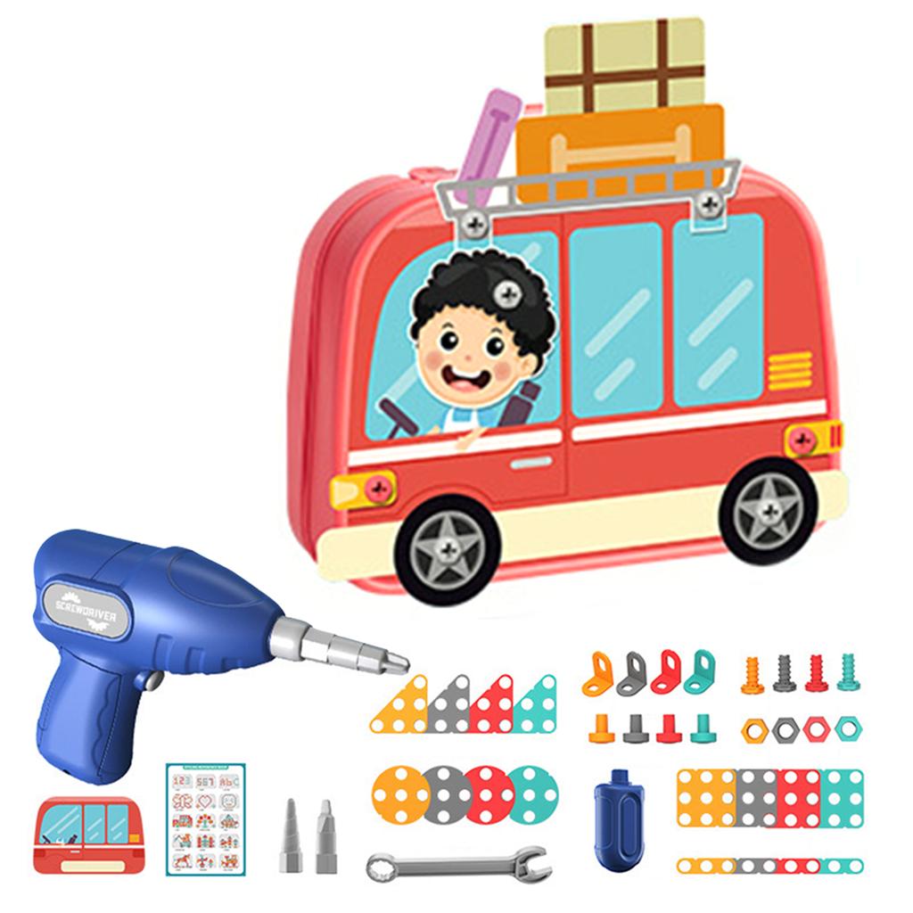 Children Electric Drill Toolbox Driller Games Educational Puzzle Tool Toy for Boys Montessori Screw Puzzle Kid Pretend Play Toys
