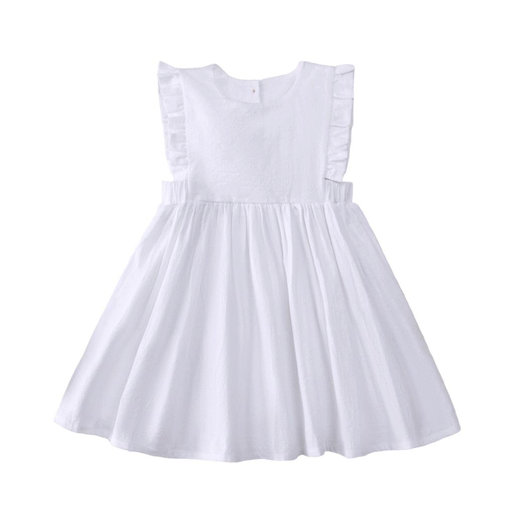 Летнее платье для девочек, однотонная симпатичная юбка для детей