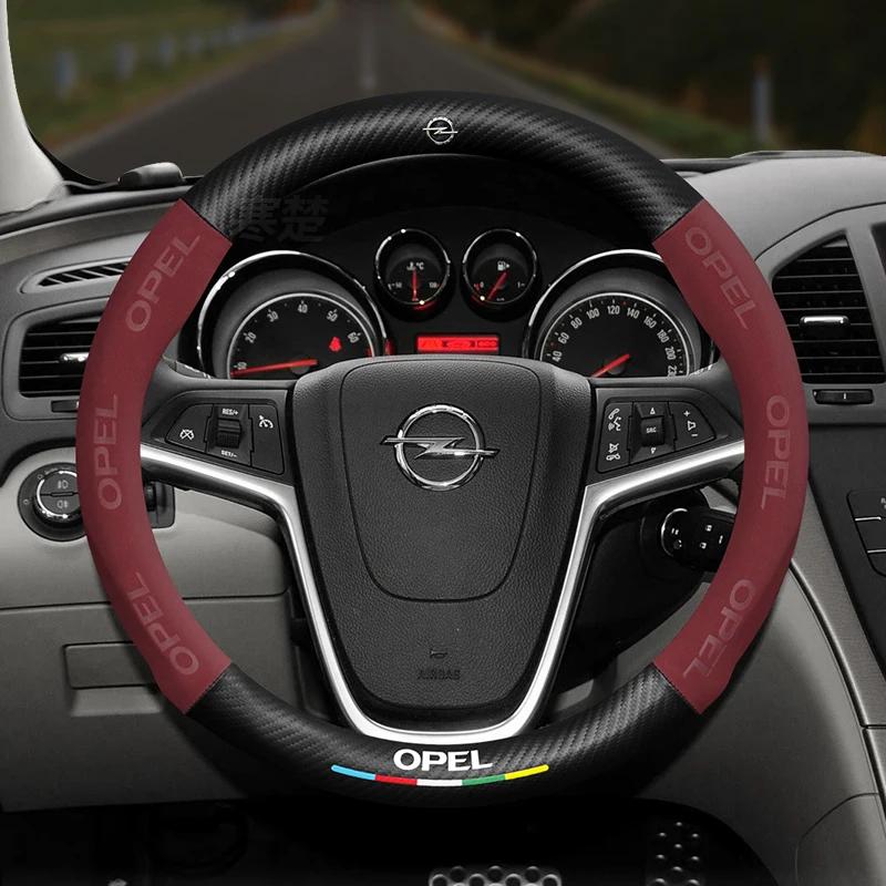 Для Opel OPCline ASTRA CORSA INSIGNIA MOKKA VECTRA GTC Tigra Автомобильные Аксессуары: Чехол на Руль из Углеродного Волокна и Замши