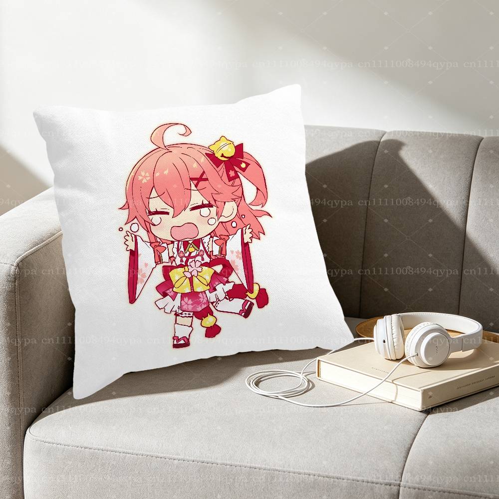 SSakura Miko Throw Pillow Cover Home Decor Art Decor Pillowcase Cushion Cover for Bed Sofa Living Room Indoor and Outdoor