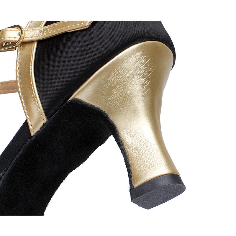 Женская обувь для латинских танцев SILK Ballroom Modern Pole Dance Shoes Женская обувь для сальсы, танго, средний каблук, закрытый носок, латинские туфли для девочек