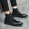 Fashion Men Outdoor Boots Lace Up Oxfords Black Comfortable Ankle Boots Men Shoes Wear-resistant Lace-up Short Men's Motorcycle Boots